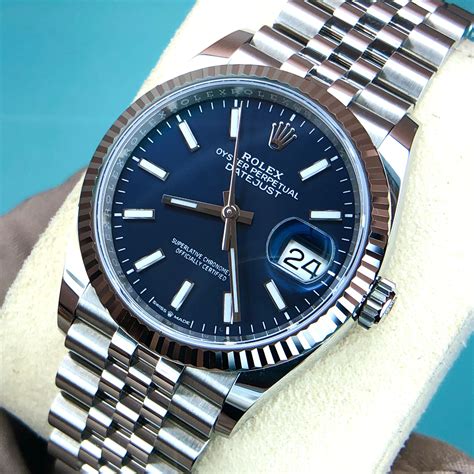 rolex datejust blue dial blanc